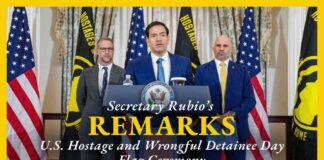 Secretary Rubio delivers remarks at the U.S. Hostage and Wrongful Detainee Flag Raising Ceremony