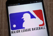 Major League Baseball logo displayed on a smartphone screen