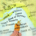 Map showing the Strait of Hormuz and surrounding regions