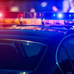 Close-up of a police cars emergency lights