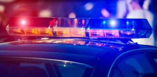 Close-up of a police cars emergency lights