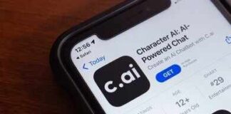Smartphone displaying an app for an AI-powered chatbot