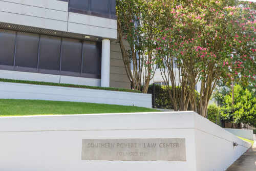 Exterior view of the Southern Poverty Law Center building with landscaping