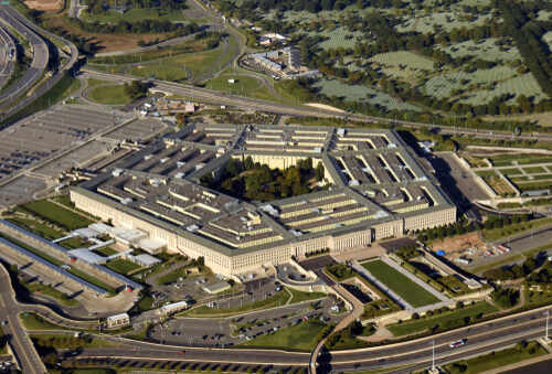shutterstock_1210283029 (1).jpg Aerial view of the Pentagon building surrounded by roads and greenery