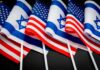 Flags of the United States and Israel displayed together