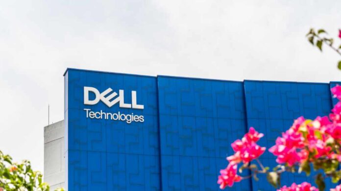 Gurugram,-,30,Apr,2025,-,Facade,Of,New,Dell Dell Technologies logo on a blue building facade
