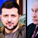 Split image of two political leaders during a discussion