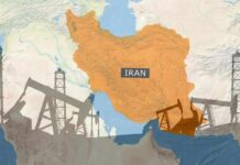 Insults Fly as Iran Policy Battle Heats Up Map of Iran highlighting oil production areas with oil rigs in the foreground