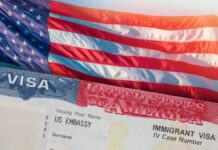 Citizenship Crackdown EXPLODES — Who’s Next? Close-up of a US visa with an American flag in the background