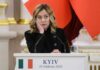 Public Trust Tested By Conflicting Claims A female political leader with a serious expression during a press briefing in Kyiv