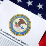 Official U.S. Department of Justice document on an American flag background