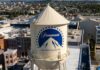 States Move To Nuke Media Mega-Merger Aerial view of the Paramount water tower with the city in the background