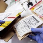 ICE Bust Uncovers Hidden SIM Farms Gloved hands handling labeled evidence bags and boxes