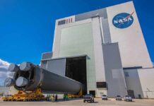 Design Blunder Almost Killed America’s Station Rocket stage moved on transporter outside large NASA assembly building