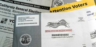 Mail-in ballot envelope and voter information materials