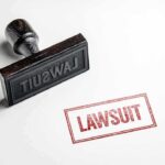 NC Lawsuit Targets Ex-Senator’s Romance Rubber stamp with red lawsuit imprint on white paper