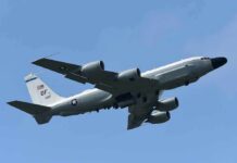 U.S. military reconnaissance aircraft in flight