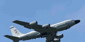 U.S. military reconnaissance aircraft in flight