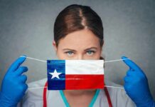Did A Democrat Just Nix Faith Exemptions? Healthcare worker holds a face mask with Texas flag design