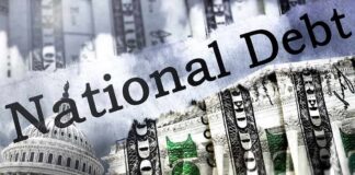 U.S. Capitol and dollar bills collage on national debt theme