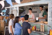 Nearly 10,000 Complaints Target LA Vendors food truck staff serve drinks to customers at window