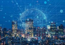 AI Doomsday Fears Hit Washington City skyline at night with digital network overlay