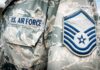 U.S. Air Force uniform with rank chevron patch