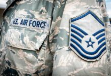U.S. Air Force uniform with rank chevron patch