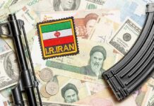 Iran patch on mixed currency with rifle parts