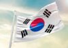 South Korea flag waving on a pole