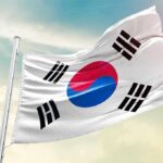 South Korea flag waving on a pole