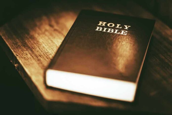 Holy Bible on a wooden table