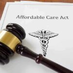 Judge’s gavel on a healthcare document