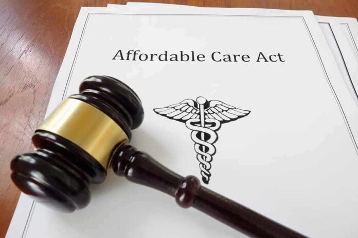 Judge’s gavel on a healthcare document