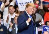 Inside Trump’s Super Intelligence Gambit Donald Trump at a rally raising his fists on stage