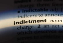 indictment highlighted in a dictionary entry