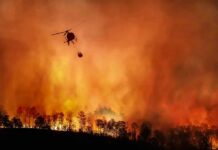 Night Inferno Hits Hitler Hideout Helicopter fights massive wildfire over burning forest